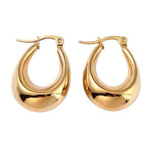 1 1/8 Inch 28mm Hoop Gold Tone Pierced Post Earrings
